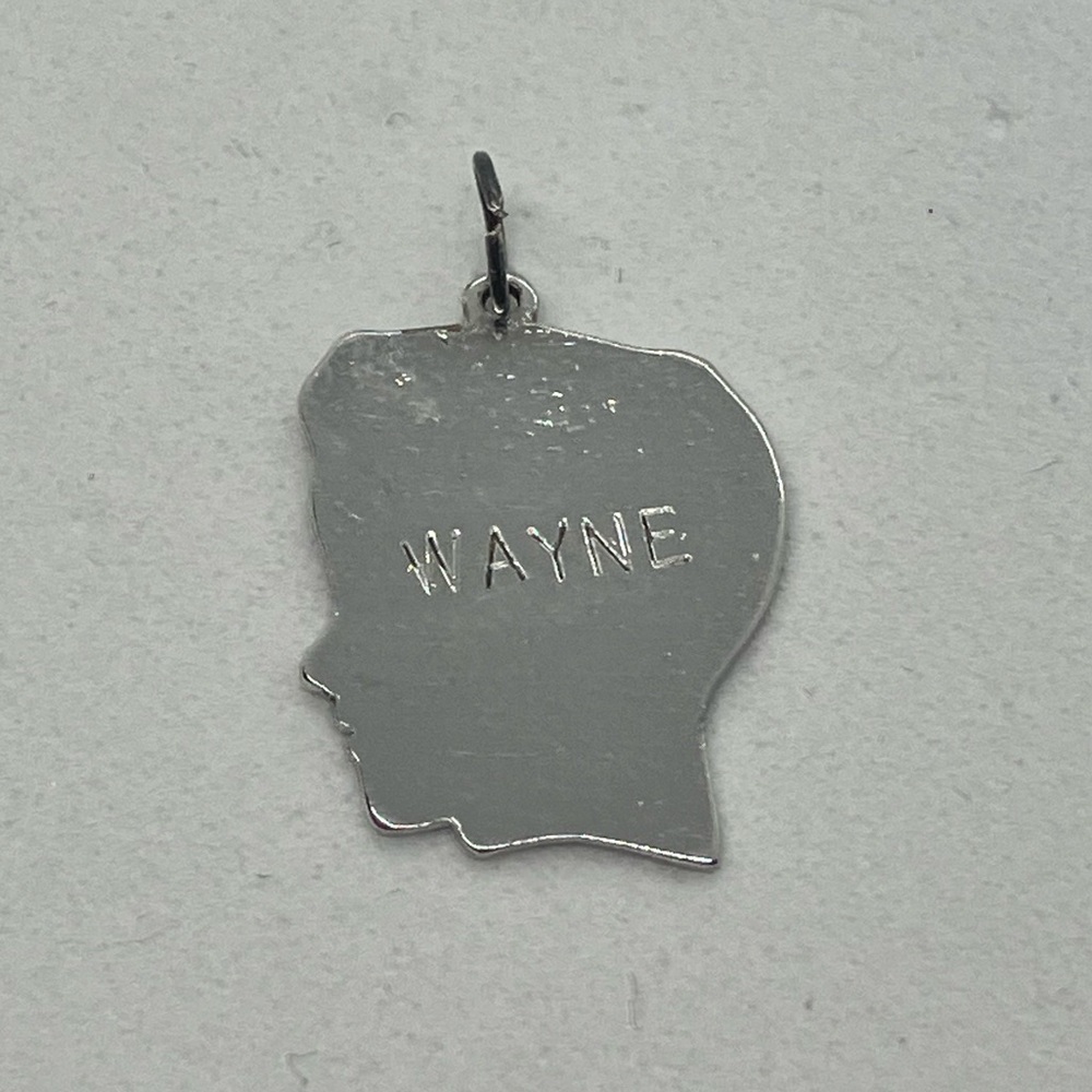 Vtg 925 Sterling Silver Necklace Boy Head Silhouette Wayne Charm Pendant